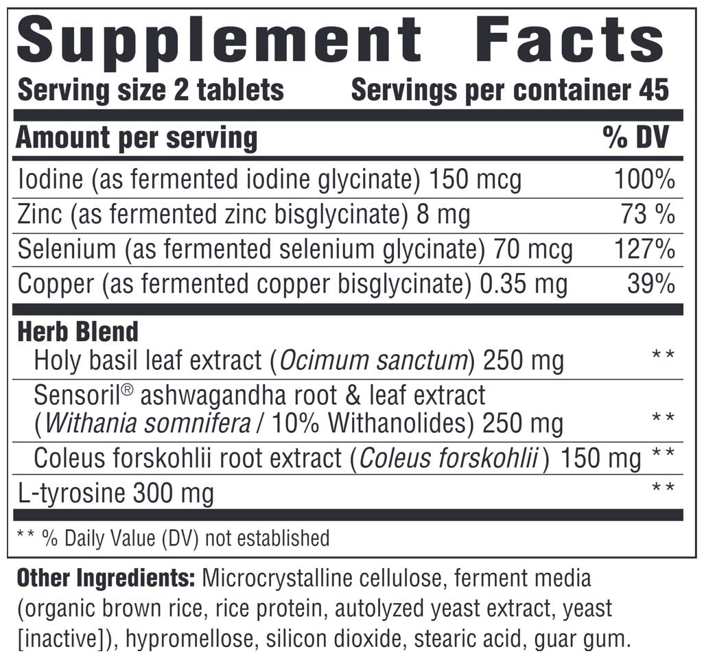 Innate Response Formulas Thyroid Response Complete Care Ingredients
