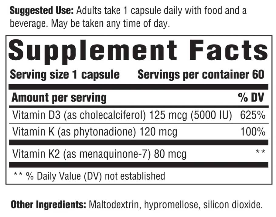Innate Response Formulas Vitamin D3 5,000 IU Ingredients
