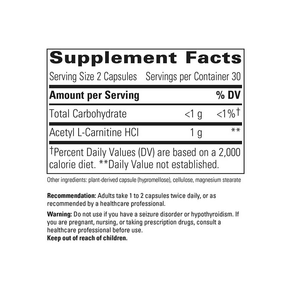 Integrative Therapeutics Acetyl L-Carnitine Ingredients
