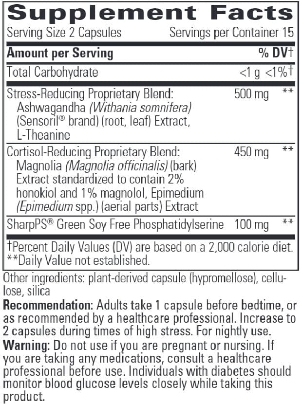 Integrative Therapeutics Cortisol Manager Allergen-Free Ingredients