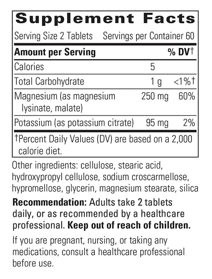 Integrative Therapeutics Krebs Magnesium-Potassium Complex Ingredients