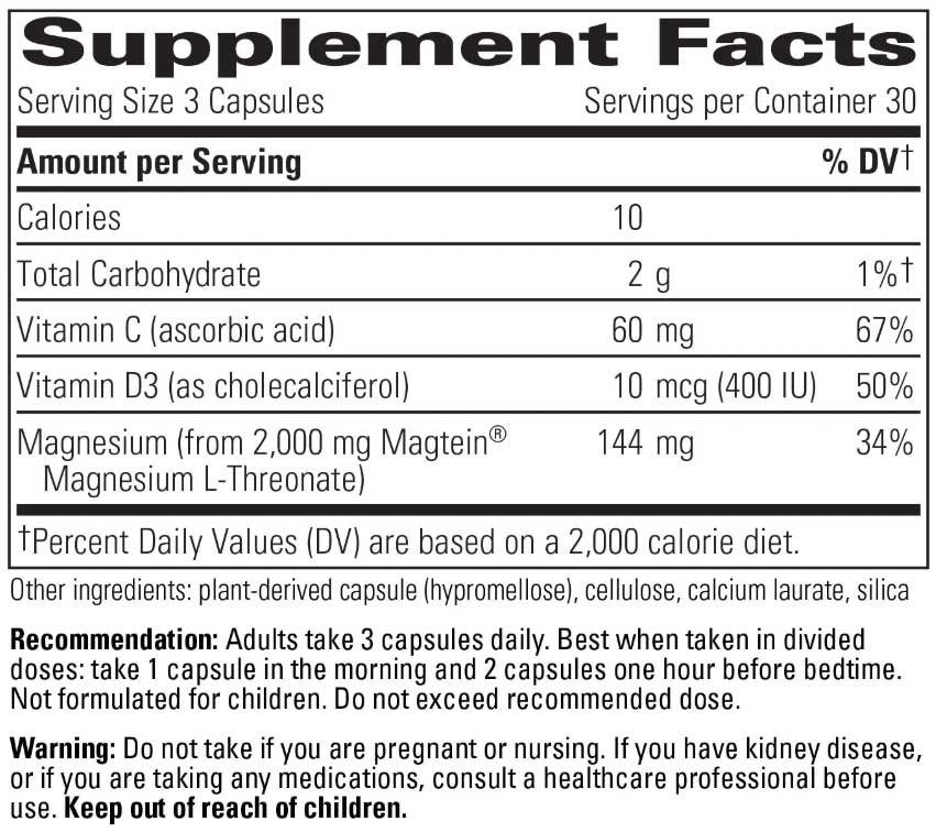 Integrative Therapeutics Magtein L-Threonate Plus Ingredients