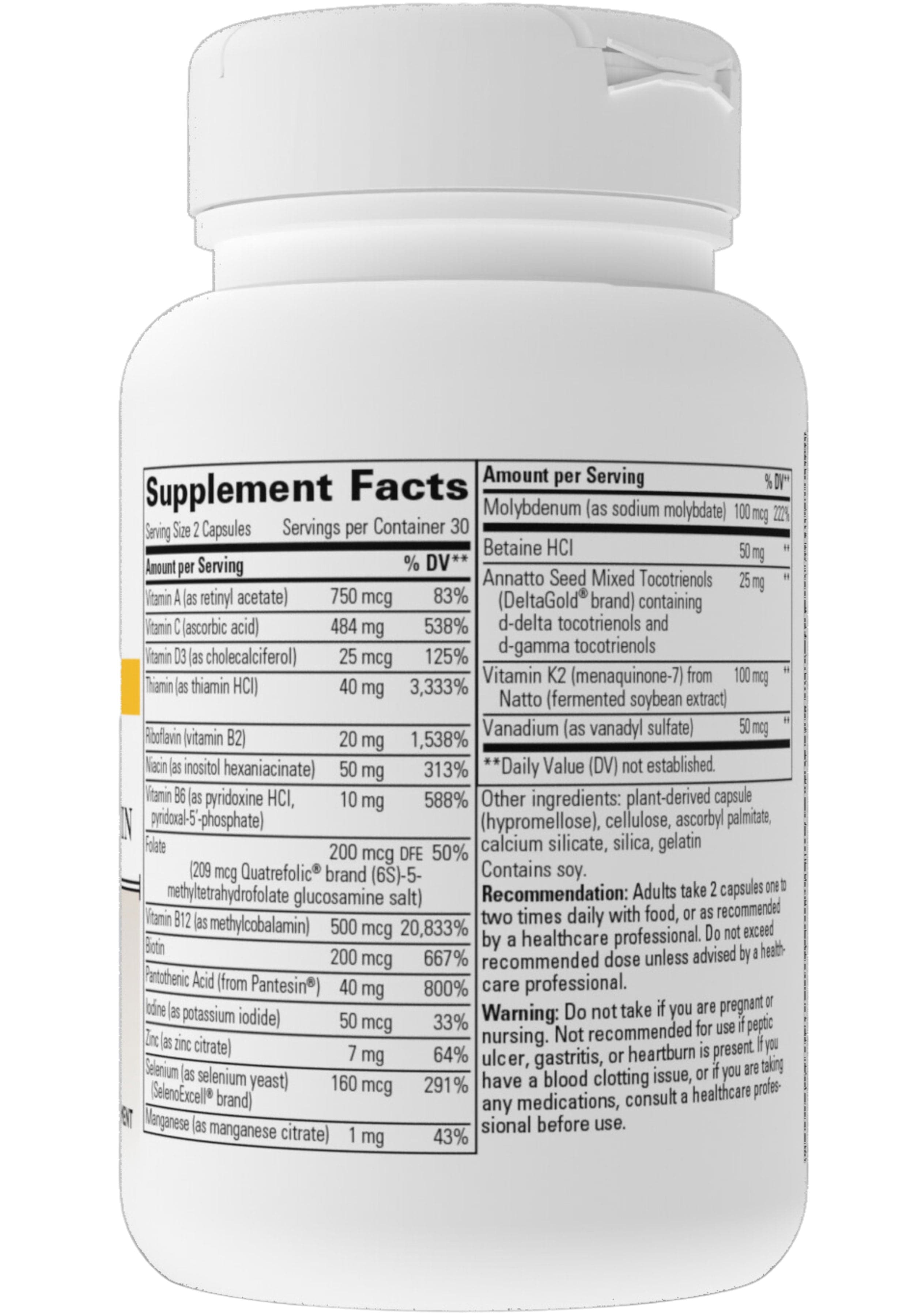 Integrative Therapeutics Prothrivers Wellness Multivitamin Ingredients