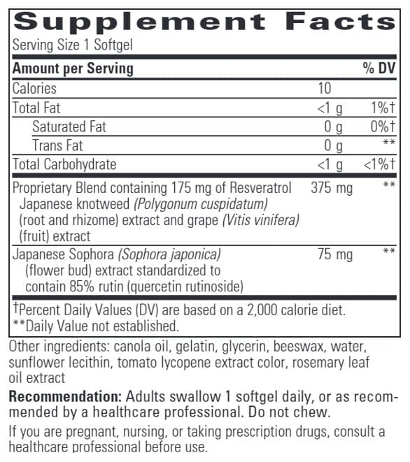 Integrative Therapeutics Resveratrol Ultra HP Ingredients