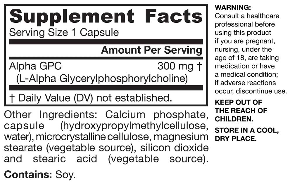 Jarrow Formulas Alpha GPC 300 mg Ingredients