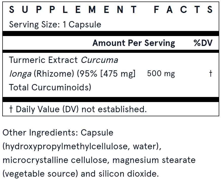 Jarrow Formulas Curcumin 95 500 mg Ingredients