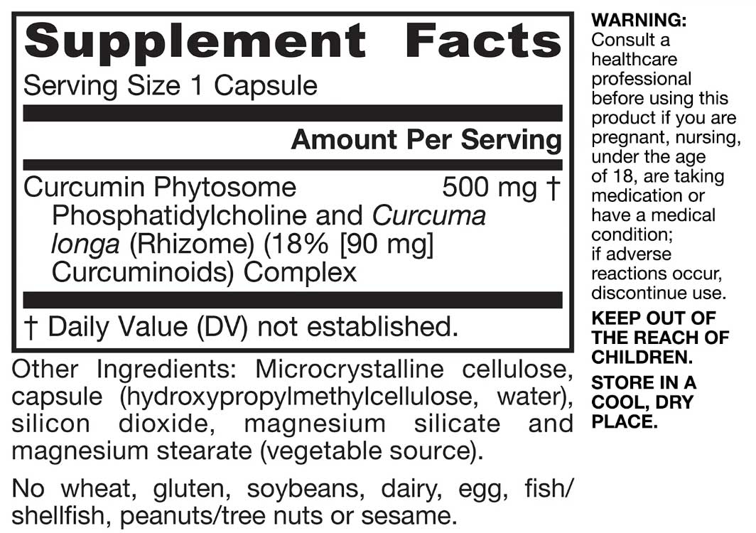 Jarrow Formulas Curcumin Phytosome Meriva 500 mg Ingredients