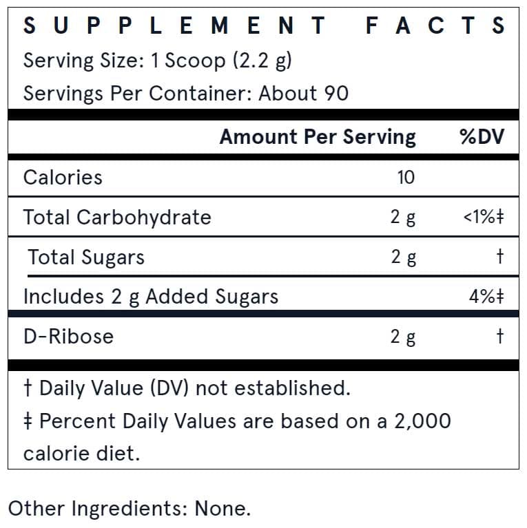 Jarrow Formulas D-Ribose Powder Ingredients