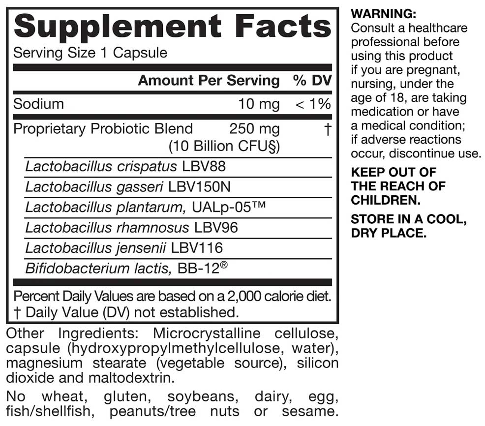 Jarrow Formulas Fem-Dophilus Advanced 10 Billion CFU Ingredients
