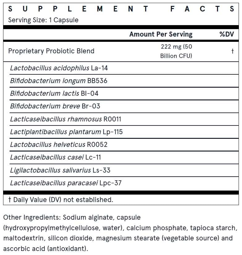 Jarrow Formulas Jarro-Dophilus Ultra Gut Rescue (Formerly Ultra) Ingredients