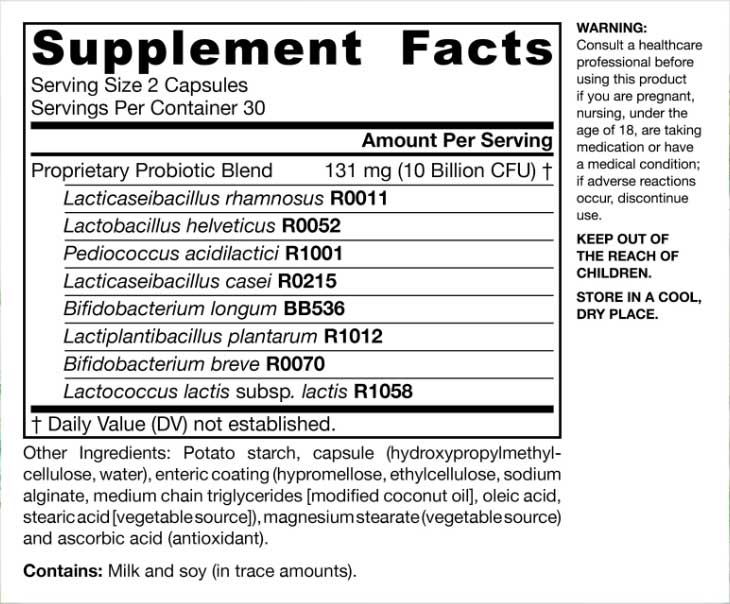 Jarrow Formulas Jarro-Dophilus EPS 10 Billion CFU (Formerly EPS 5 Billion Ingredients
