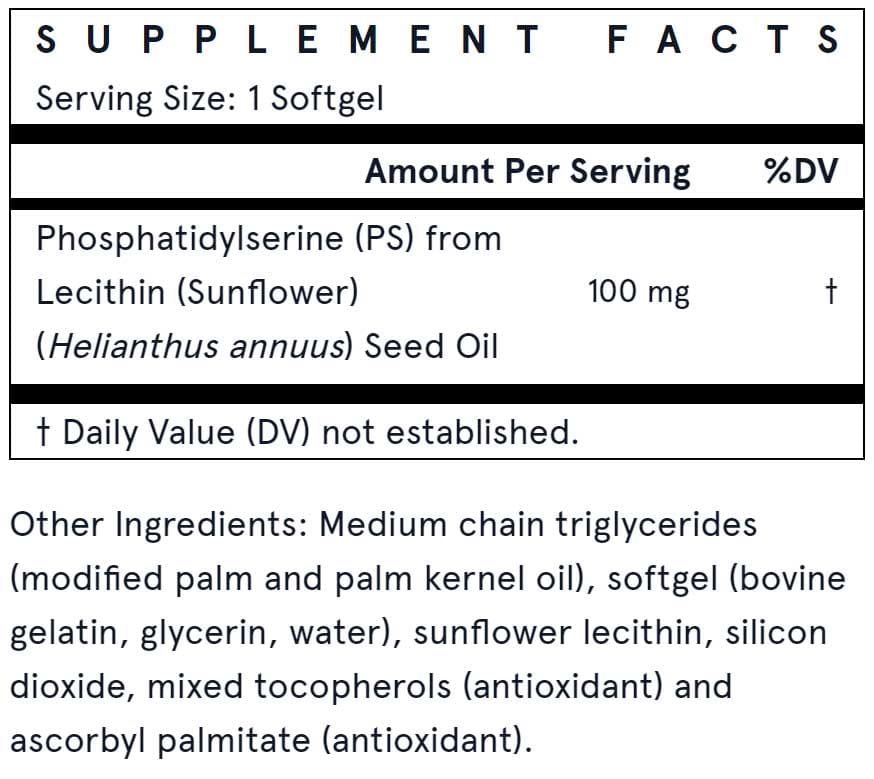 Jarrow Formulas PS 100 100 mg Softgels (Soy-Free) Ingredients
