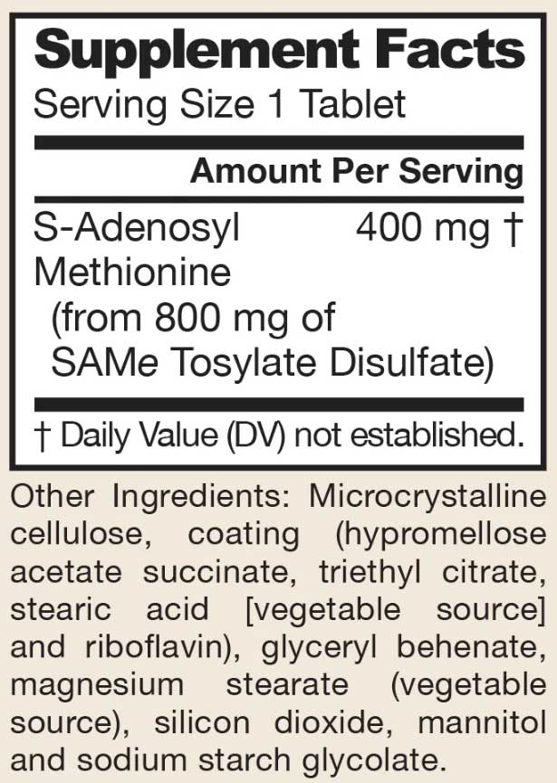 Jarrow Formulas SAMe 400 mg Ingredients