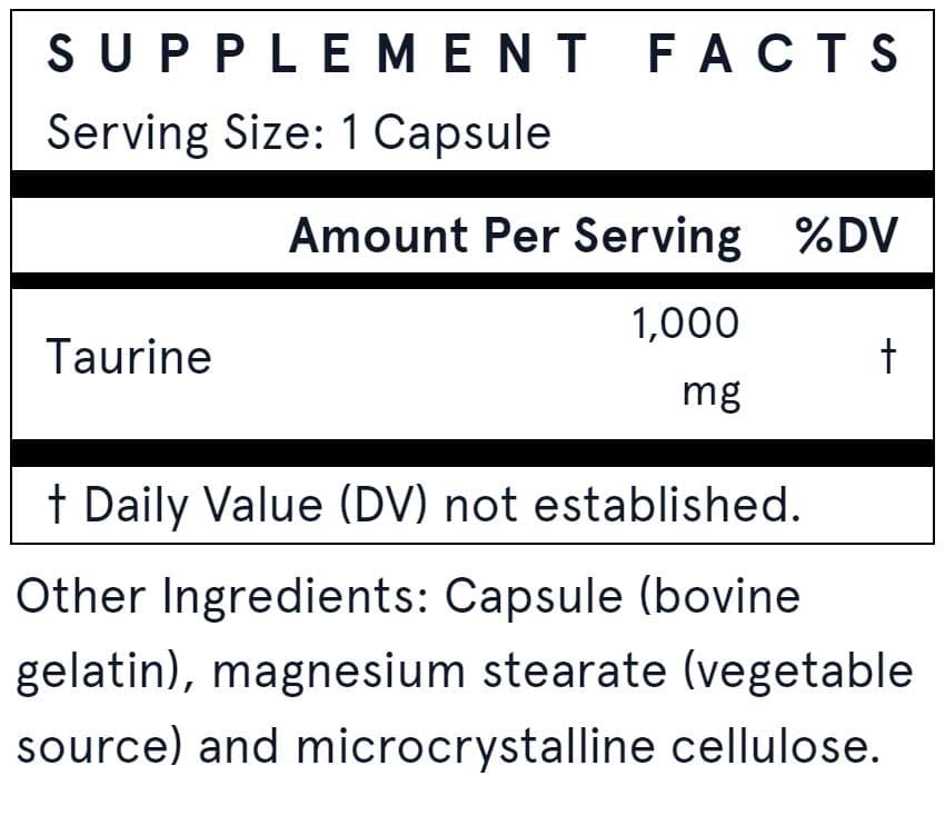 Jarrow Formulas Taurine 1000 mg Ingredients