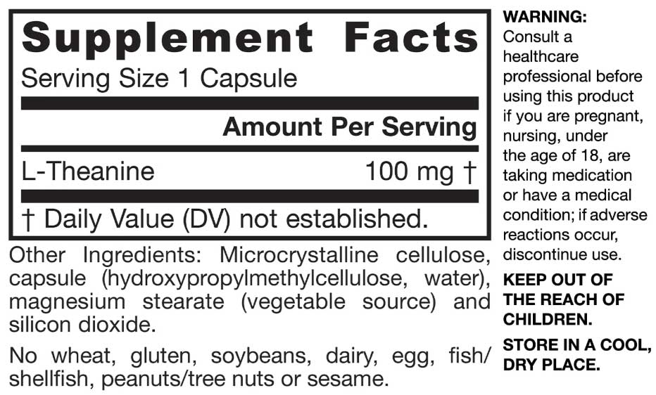 Jarrow Formulas Theanine 100 mg Ingredients