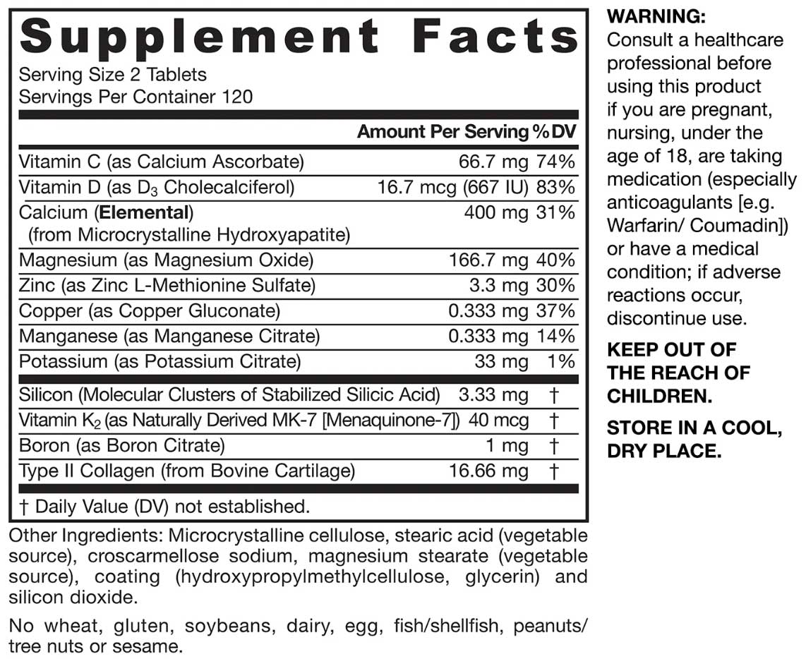 Jarrow Formulas Ultra Bone-Up Ingredients