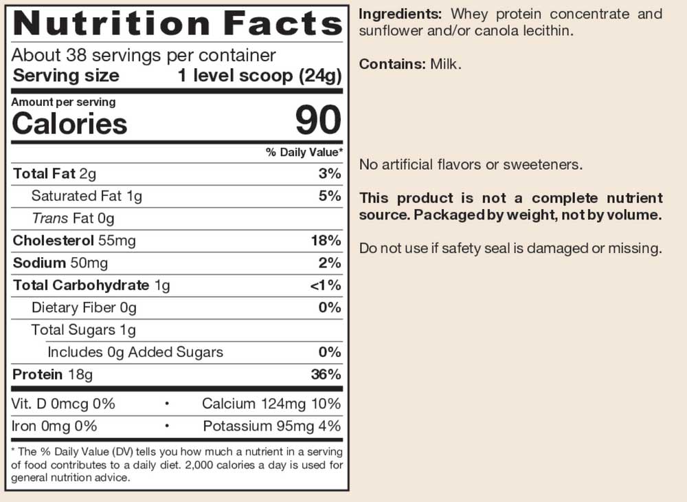 Jarrow Formulas Whey Protein Unflavored Ingredients