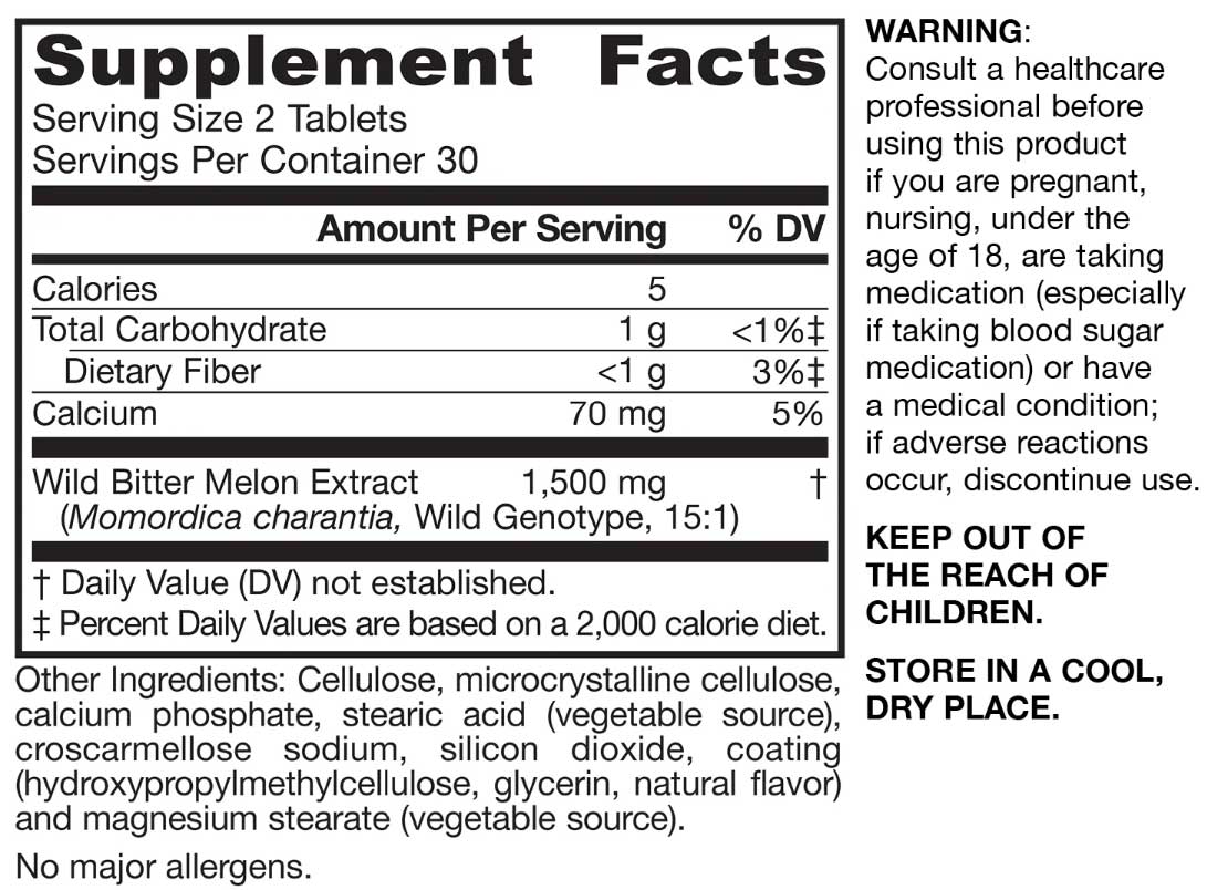 Jarrow Formulas Wild Bitter Melon Extract Ingredients