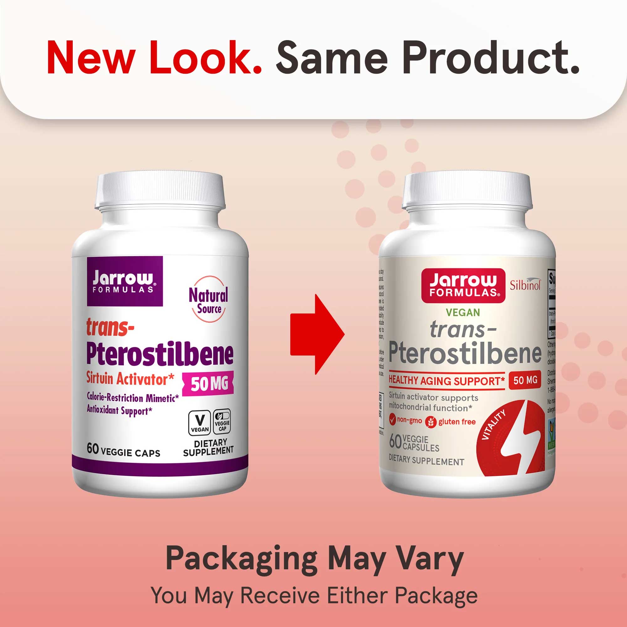 Jarrow Formulas trans-Pterostilbene 50 mg New Look