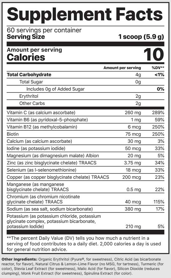 Jigsaw Health Electrolyte Supreme - Lemon Lime Ingredients