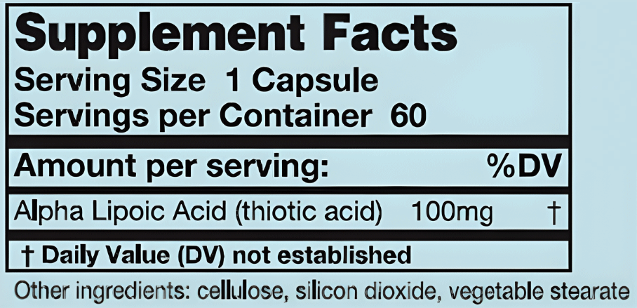 Karuna Health Alpha Lipoic Acid 100 mgIngredients