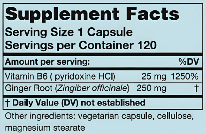 Karuna Health Ginger-B6 Ingredients