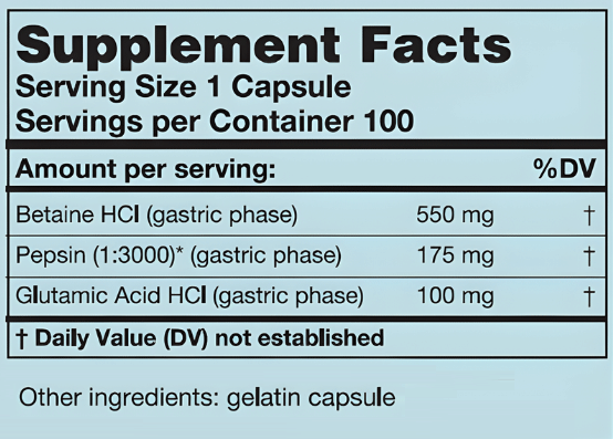 Karuna Health HCl-Pepsin Ingredients