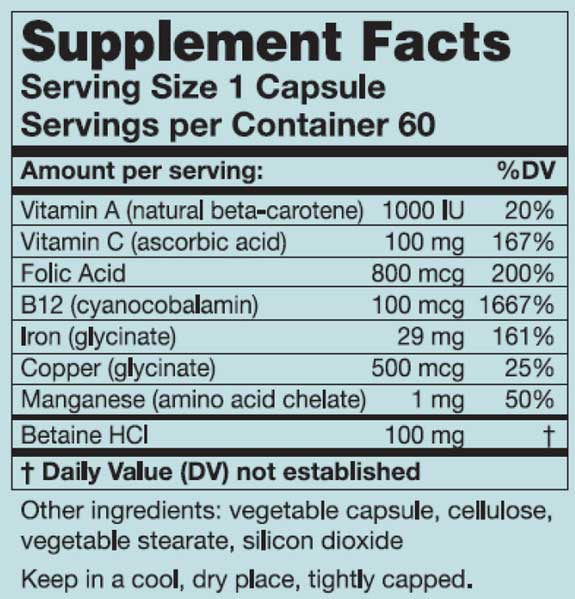 Karuna Health Iron Plus Ingredients