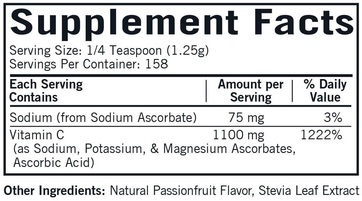 Kirkman Buffered Vitamin C Powder Ingredients