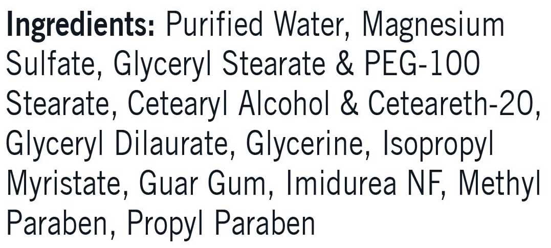 Kirkman Epsom Salt Cream Ingredients