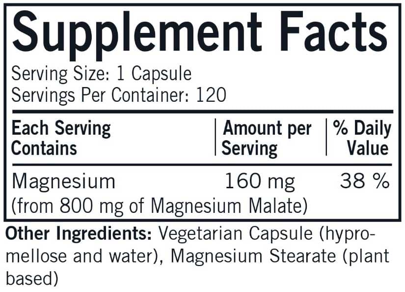 Kirkman Magnesium Malate 800 mg Ingredients 