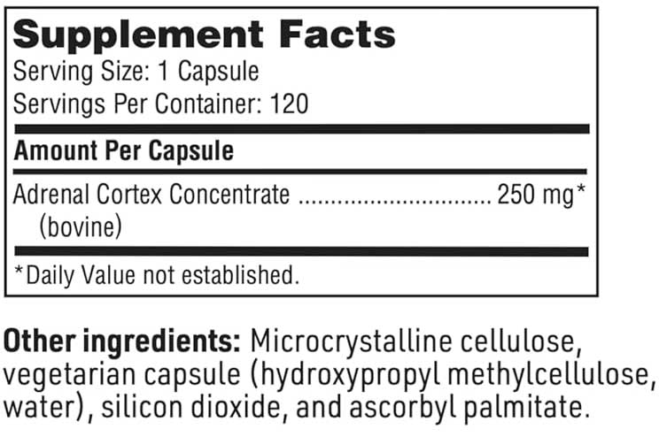 Klaire Labs Adrenal Cortex Ingredients