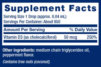 Life Extension Liquid Vitamin D3 (Mint) Ingredients