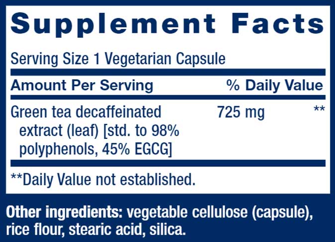 Life Extension Mega Green Tea Extract (Decaf) Ingredients