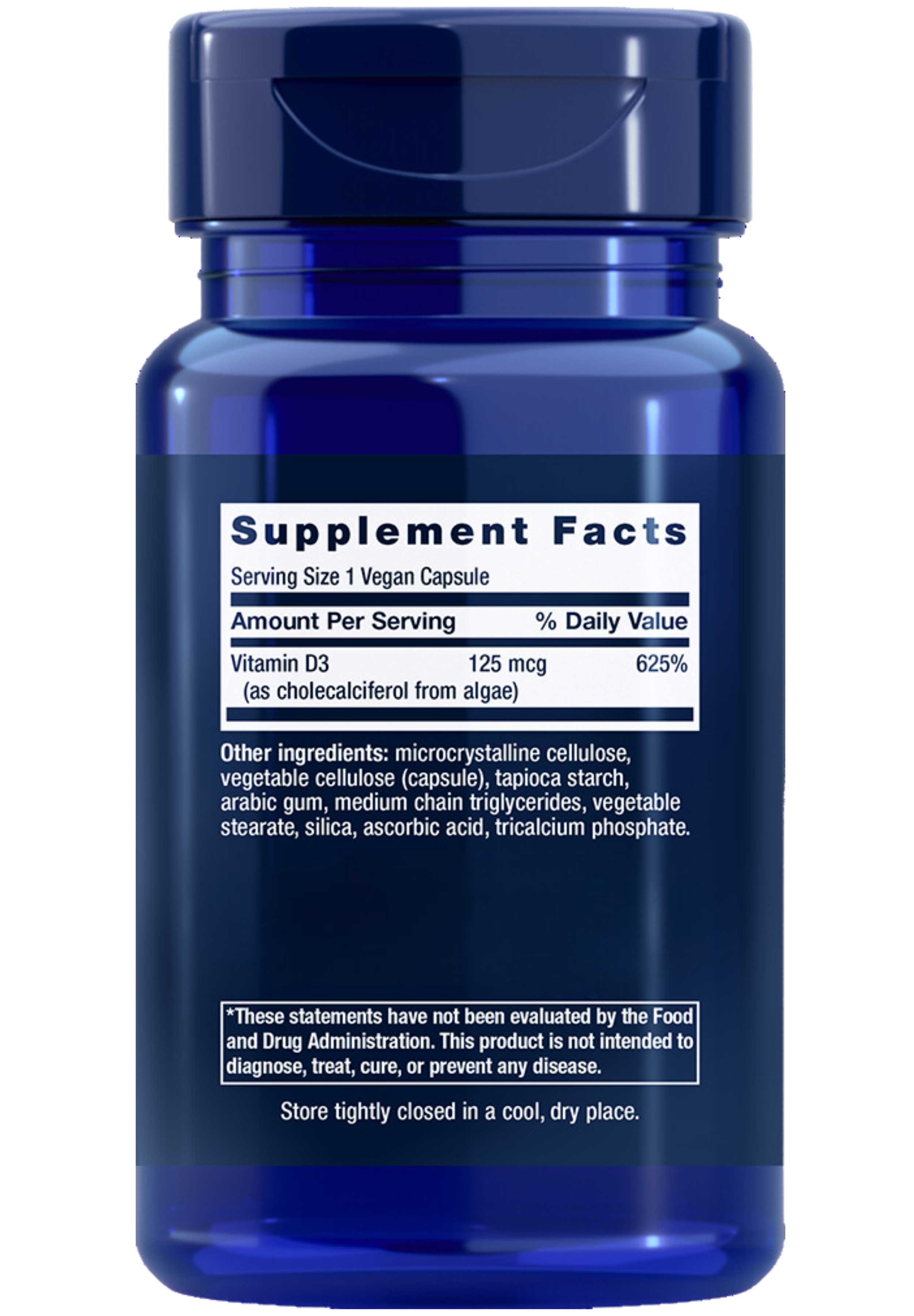 Life Extension Vegan Vitamin D3 Ingredients