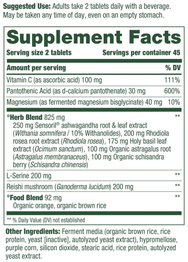MegaFood Adrenal Strength Ingredients