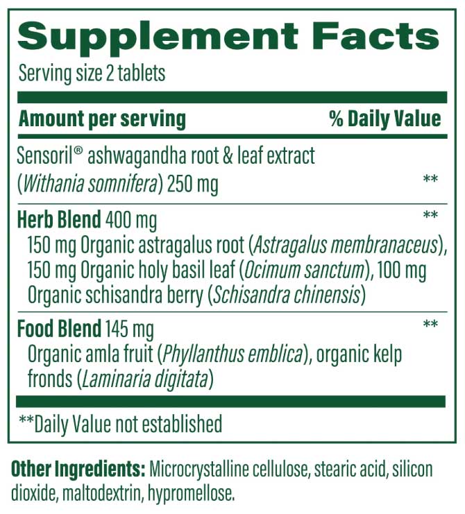 MegaFood Ashwagandha Complex (Formerly Stress Protect) Ingredients