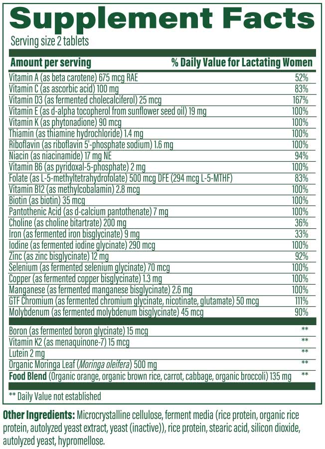 MegaFood Baby & Me 2 Postnatal Multi Ingredients
