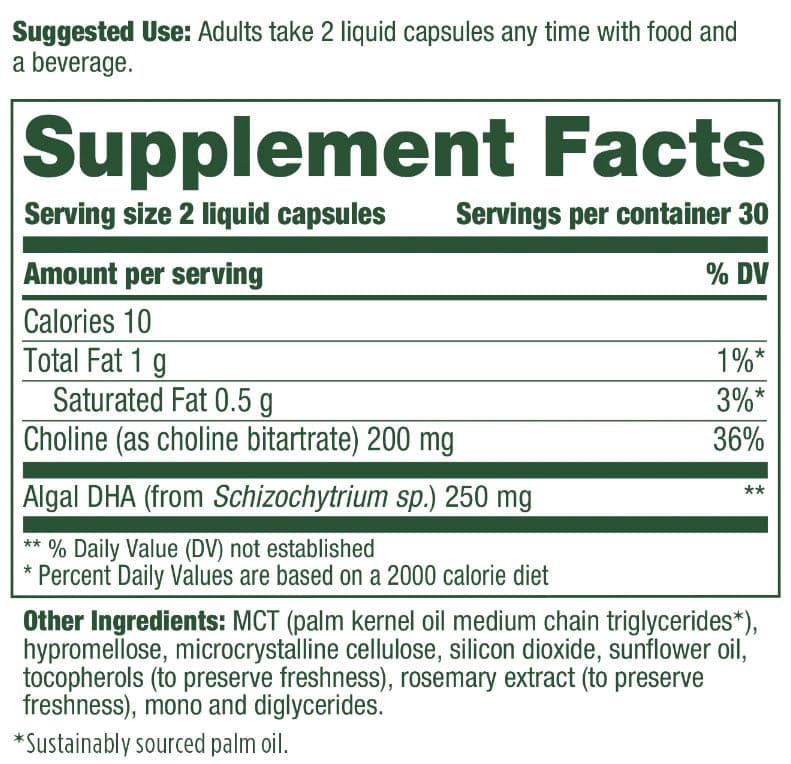 MegaFood Baby & Me 2 Prenatal DHA & Choline Ingredients