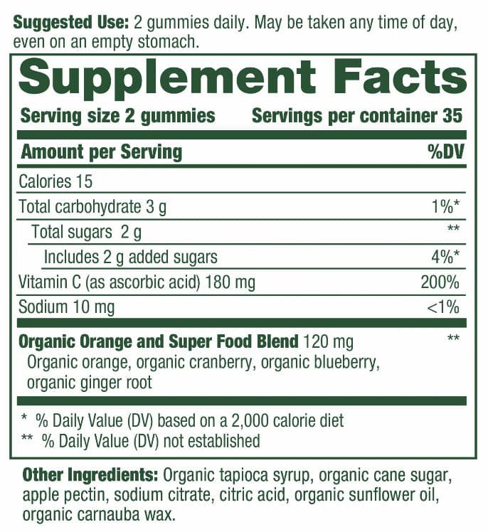 MegaFood C Defense - Tangy Citrus Ingredients