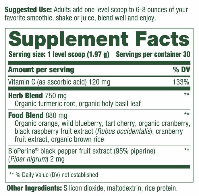 MegaFood Daily Turmeric Nutrient Booster Powder Ingredients