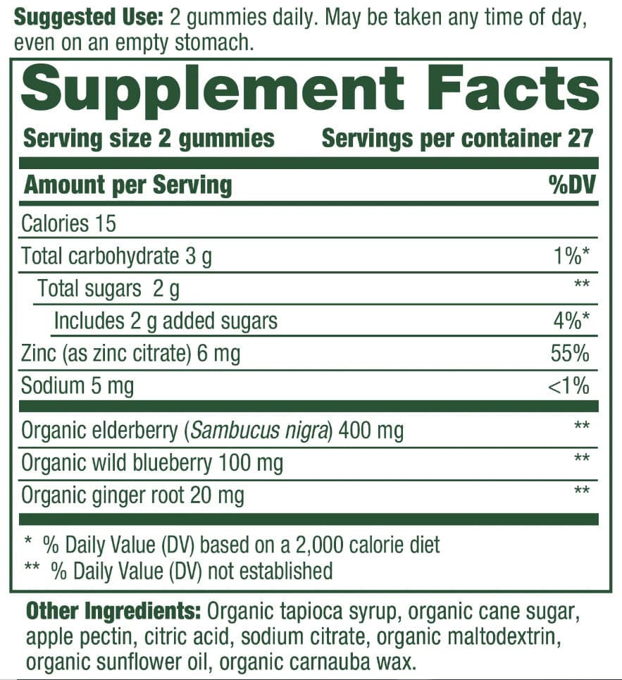 MegaFood Elderberry Immune Support Ingredients