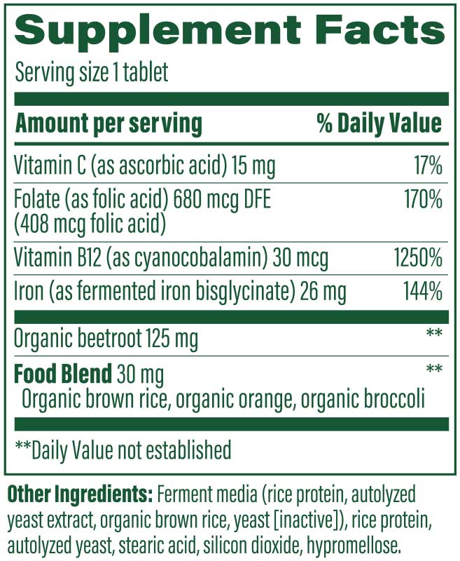 MegaFood Iron Blood Builder Ingredients