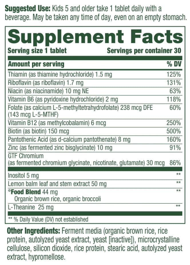 MegaFood Kids B Complex Ingredients