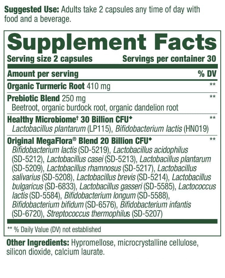 MegaFood MegaFlora Probiotic + Prebiotic + Turmeric (Formerly MegaFlora Probiotic with Turmeric) Ingredients