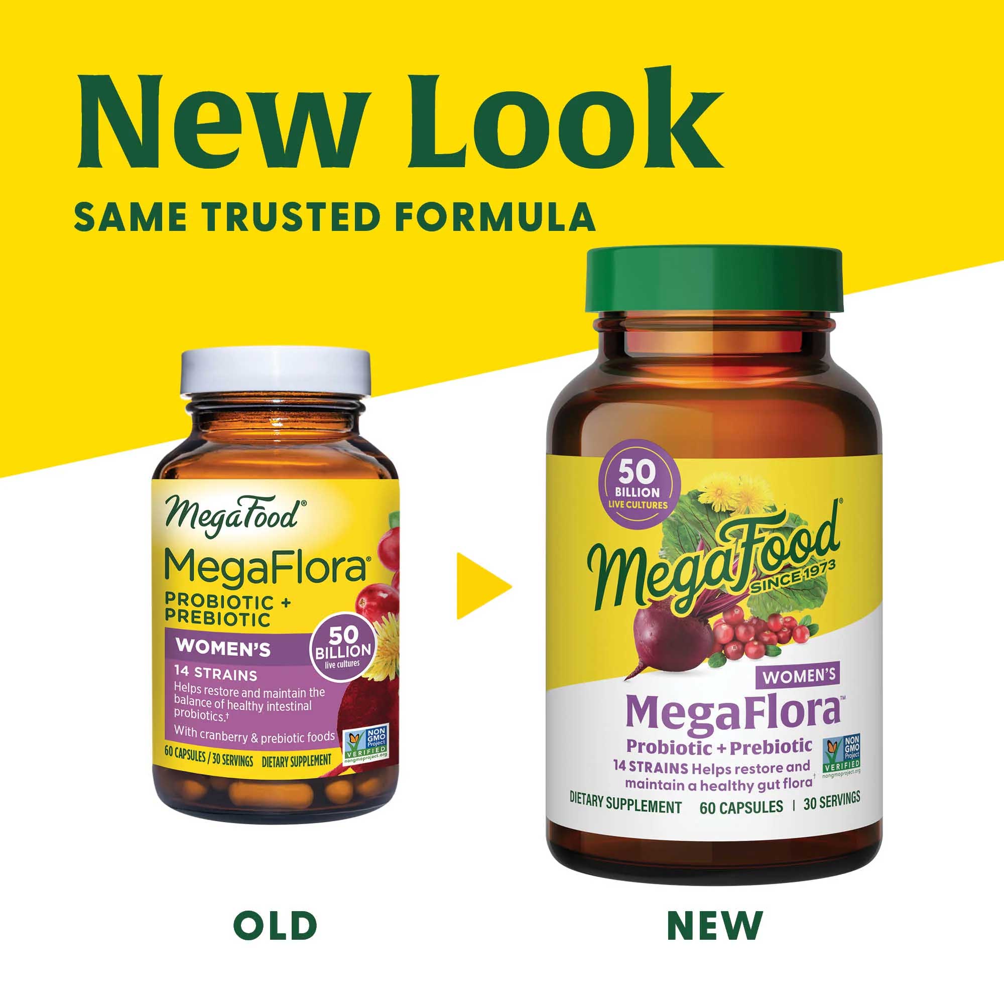 MegaFood MegaFlora Women's Probiotic + Prebiotic New Look