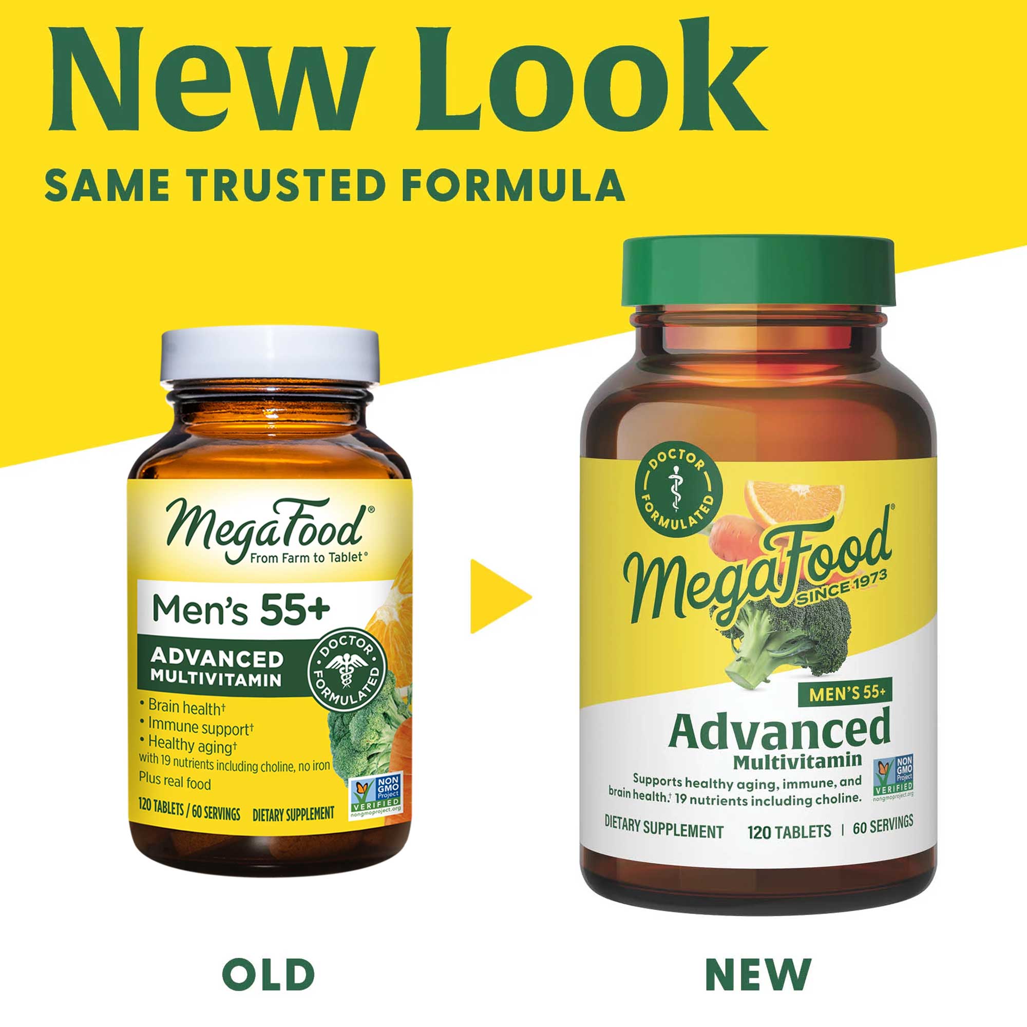 MegaFood Men's 55+ Advanced Multivitamin (Formerly Multi For Men 55+) New Look