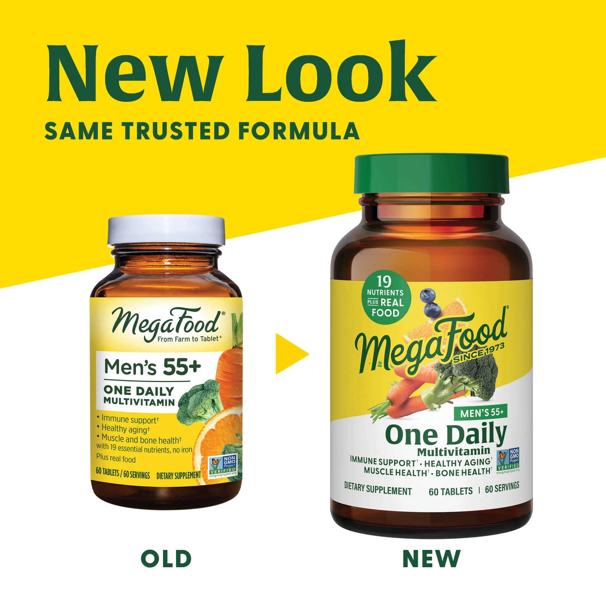MegaFood Men's 55+ One Daily Multivitamin (Formerly Men Over 55 One Daily) New Look