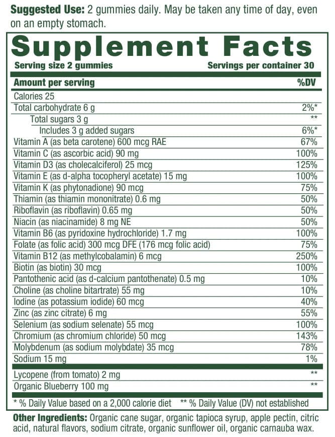 MegaFood Men's Multi Gummies Ingredients