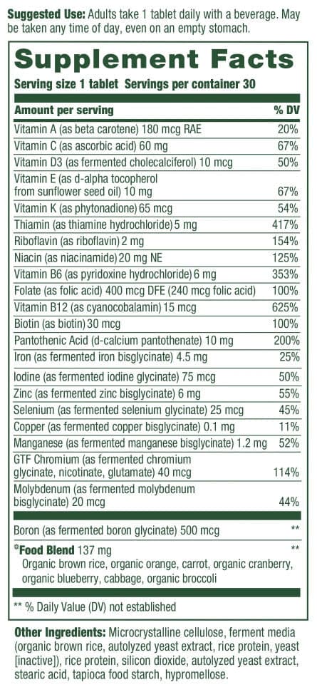 MegaFood One Daily Multivitamin Ingredients